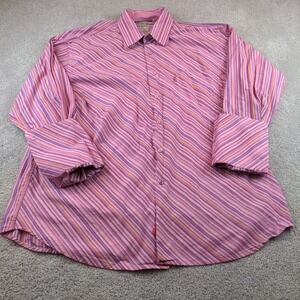 Pepe Button Shirt Mens 3XL Pink Purple Slanted Stripe Double French Flip Cuff